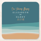 Abstracte Ocean Beach bruiloft Kartonnen Onderzetters (Voorkant)