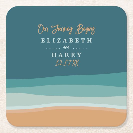 Abstracte Ocean Beach bruiloft Kartonnen Onderzetters (Voorkant)