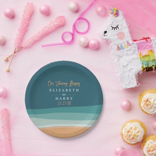 Abstracte Ocean Beach bruiloft Papieren Bordje (Feest)