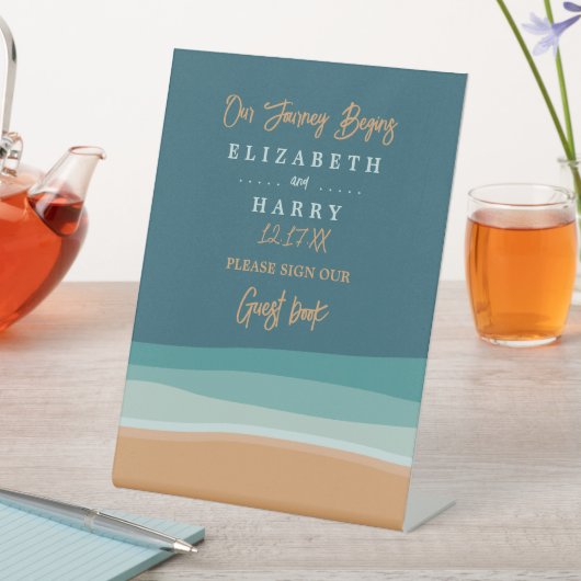 Abstracte Ocean Beach bruiloft Reclamebord Met Voetstuk (Insitu)