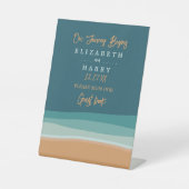 Abstracte Ocean Beach bruiloft Reclamebord Met Voetstuk (Voorkant)