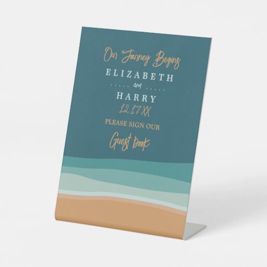 Abstracte Ocean Beach bruiloft Reclamebord Met Voetstuk (Voorkant)