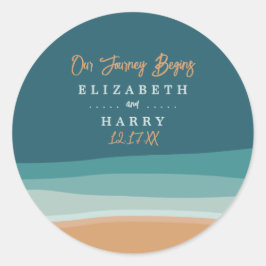 Abstracte Ocean Beach bruiloft Ronde Sticker