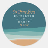 Abstracte Ocean Beach bruiloft Ronde Sticker (Voorkant)