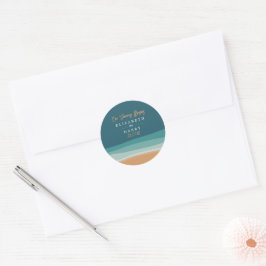 Abstracte Ocean Beach bruiloft Ronde Sticker