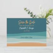 Abstracte Ocean Beach bruiloft Save The Date (Staand voorkant)