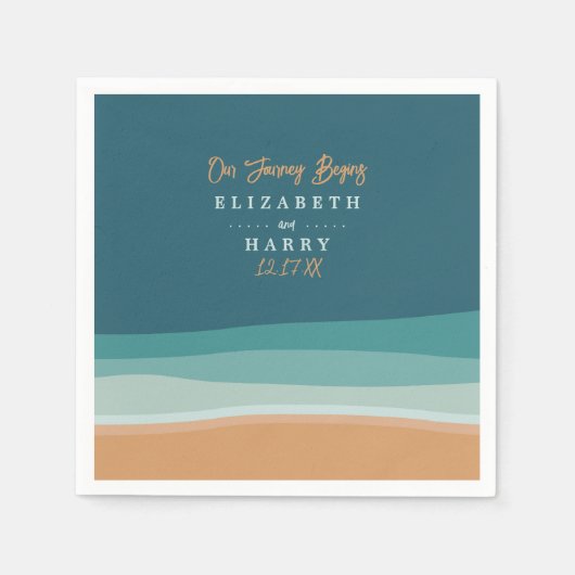 Abstracte Ocean Beach bruiloft Servet (Voorkant)