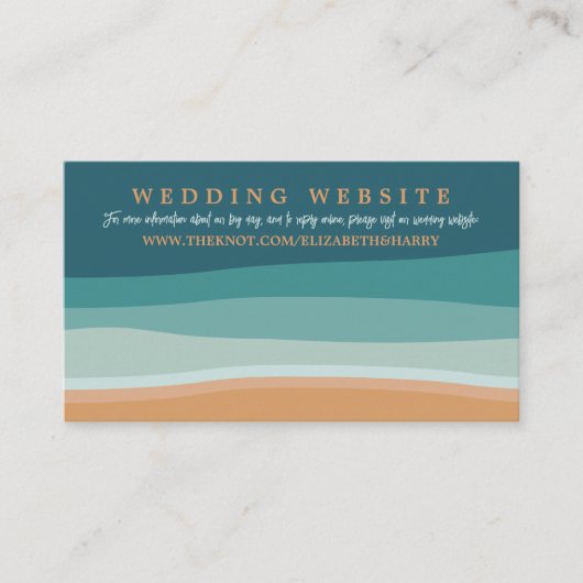 Abstracte Ocean Beach bruiloft website Informatiekaartje (Voorkant)