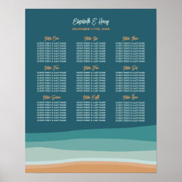 Abstracte Ocean Beach bruiloft zitgrafiek Poster