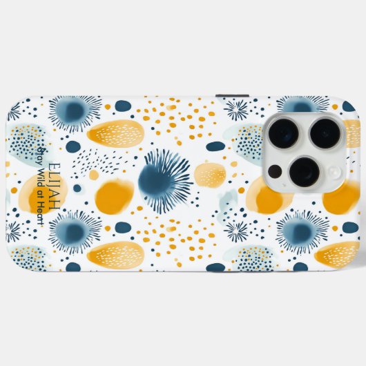 Abstracte Ocean Bloom - Navy en Mosterd Zee Case-Mate iPhone Case (Achterkant (horizontaal))