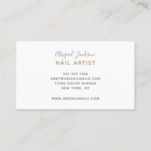 Abstracte Ocean Blue Gold Waterverf Nail Artistry Visitekaartje (Achterkant)