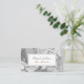 Abstracte Ocean Flora Grey & Gold Nail Artistry Visitekaartje (Staand voorkant)