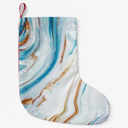 Abstracte Ocean Luxury Marble Swirls Kleine Kerstsok (Voorkant)