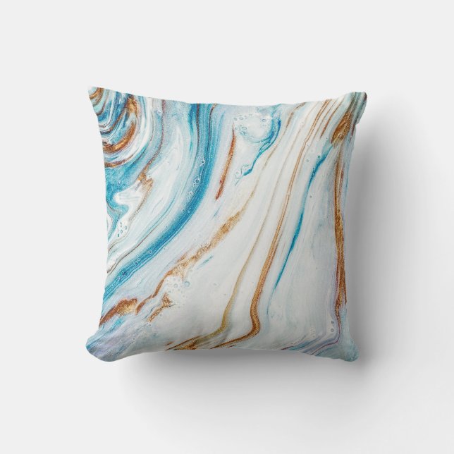 Abstracte Ocean Luxury Marble Swirls Kussen (Voorkant)