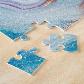 Abstracte Ocean Luxury Marble Swirls Legpuzzel (Zijkant)