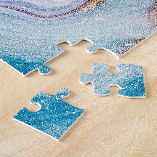 Abstracte Ocean Luxury Marble Swirls Legpuzzel (Zijkant)