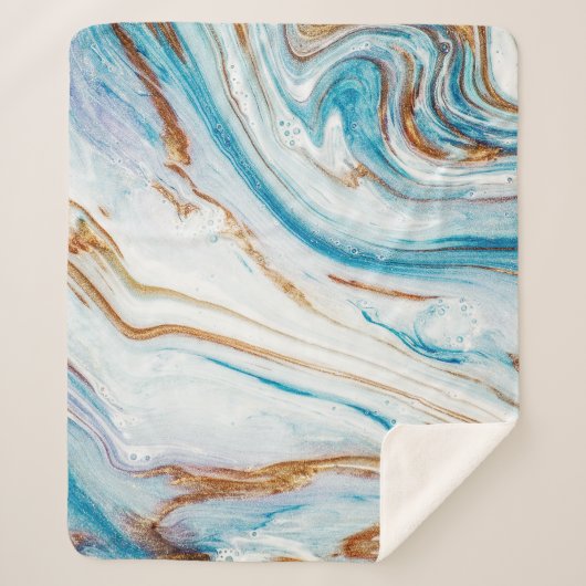 Abstracte Ocean Luxury Marble Swirls Sherpa Deken (Voorkant)