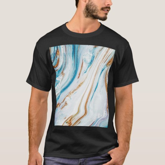 Abstracte Ocean Luxury Marble Swirls T-shirt (Voorkant)