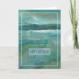 Abstracte Ocean Mountains Happy Birthday Feestdagen Kaart