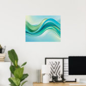 Abstracte Ocean Wave Fluid Art Wall Poster (Thuiskantoor)