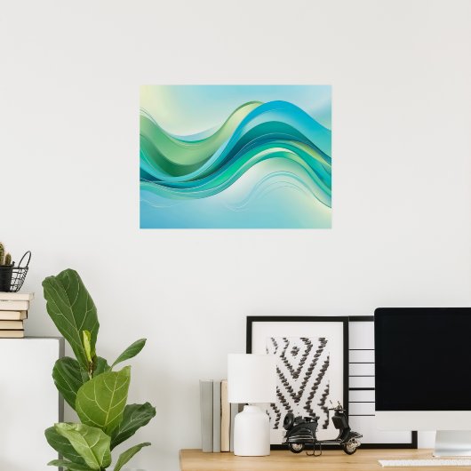 Abstracte Ocean Wave Fluid Art Wall Poster (Thuiskantoor)