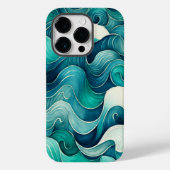 Abstracte Ocean Waves Blue en Turquoise Case-Mate iPhone Case (Achterkant)