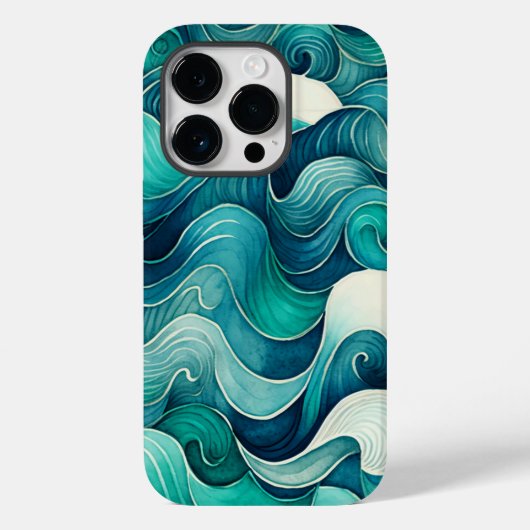 Abstracte Ocean Waves Blue en Turquoise Case-Mate iPhone Case (Achterkant)