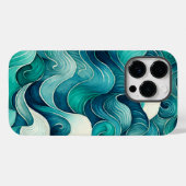 Abstracte Ocean Waves Blue en Turquoise Case-Mate iPhone Case (Achterkant (horizontaal))