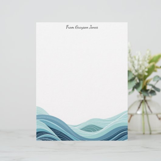 Abstracte Ocean Waves Briefhoofd (Staand voorkant)