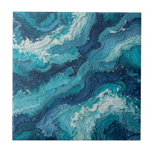 Abstracte Oceangolf Textuur Keramische Tegel Tegeltje