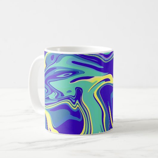 Abstracte Oceanische Wervelingen Koffiemok (Voorkant links)