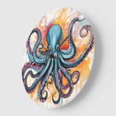 Abstracte Octopus Kleurrijk Grote Klok (Hoek)