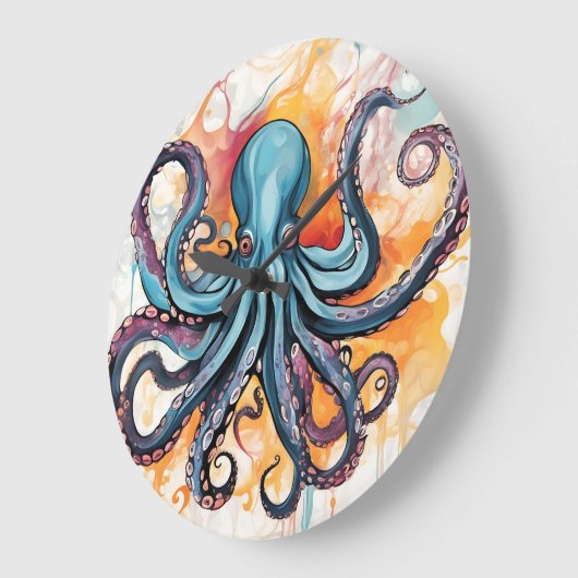 Abstracte Octopus Kleurrijk Grote Klok (Hoek)