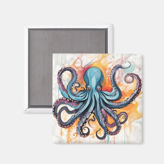 Abstracte Octopus Kleurrijk Magneet (Voorkant / Achterkant)