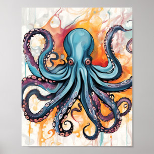 Abstracte Octopus Kleurrijk Poster