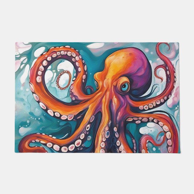 Abstracte octopus met vloeistofkunst deurmat (Voorkant)