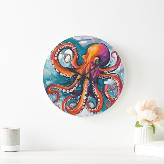 Abstracte octopus met vloeistofkunst grote klok (Huis)