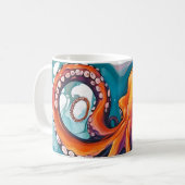 Abstracte octopus met vloeistofkunst koffiemok (Voorkant links)