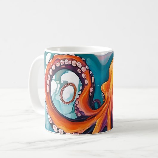 Abstracte octopus met vloeistofkunst koffiemok (Voorkant links)