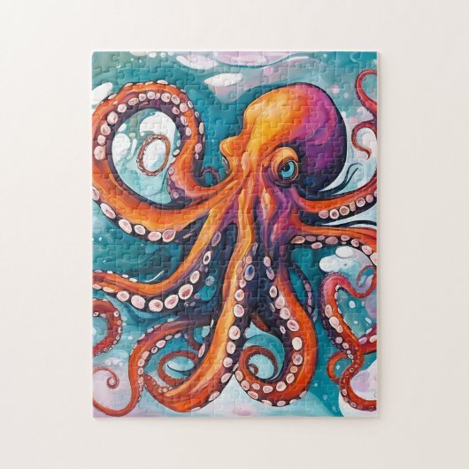 Abstracte octopus met vloeistofkunst legpuzzel (Verticaal)