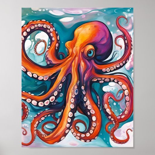 Abstracte octopus met vloeistofkunst poster (Voorkant)