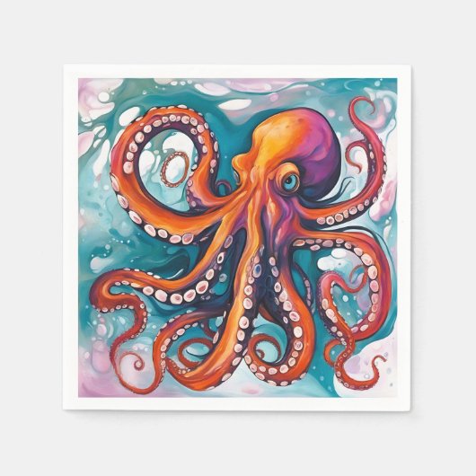 Abstracte octopus met vloeistofkunst servet (Voorkant)