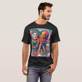 Abstracte octopus met vloeistofkunst t-shirt (Voorkant volledig)