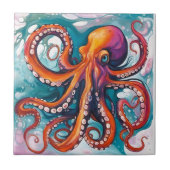 Abstracte octopus met vloeistofkunst tegeltje (Voorkant)