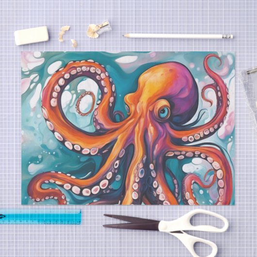 Abstracte octopus met vloeistofkunst tissuepapier (Craft)