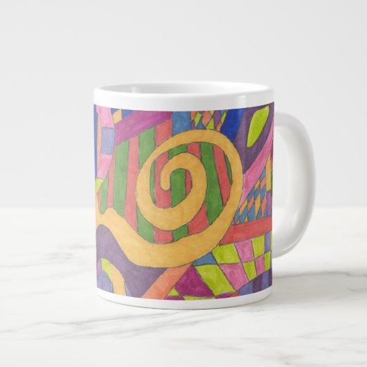 abstracte Oerwoud Stripes 2 Grote Koffiekop (Voorkant rechts)