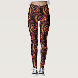 Abstracte ogen in rood en paars leggings