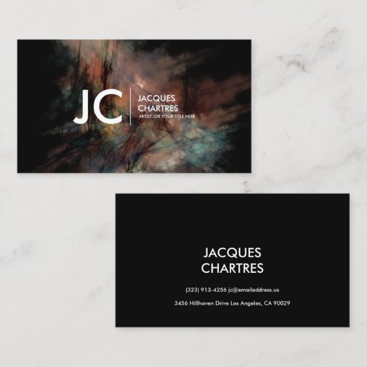 Abstracte oliefilter Professionele Monogram Donker Visitekaartje (Voorkant / Achterkant)