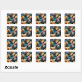 Abstracte oliekleur het Schilderen Landschapskunst Vierkante Sticker (Vel)