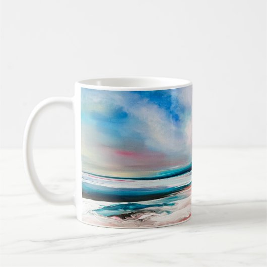 Abstracte oliestextuurachtergrond. Verf op canvas. Koffiemok (Links)